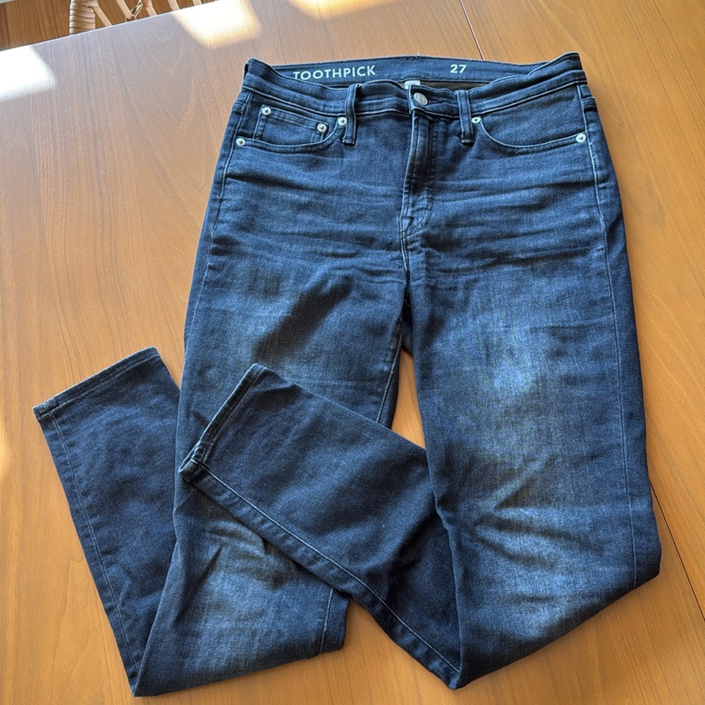 J.crew 9 inch high rise toothpick ankle skinny jeans size 27 Grey